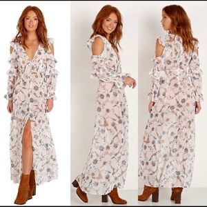 For love and lemons elyse ruffled maxi dress lured floral large